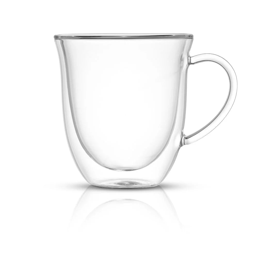 Glass Double Wall Insulated Coffee Mug Set of 2 13.5 oz E81662