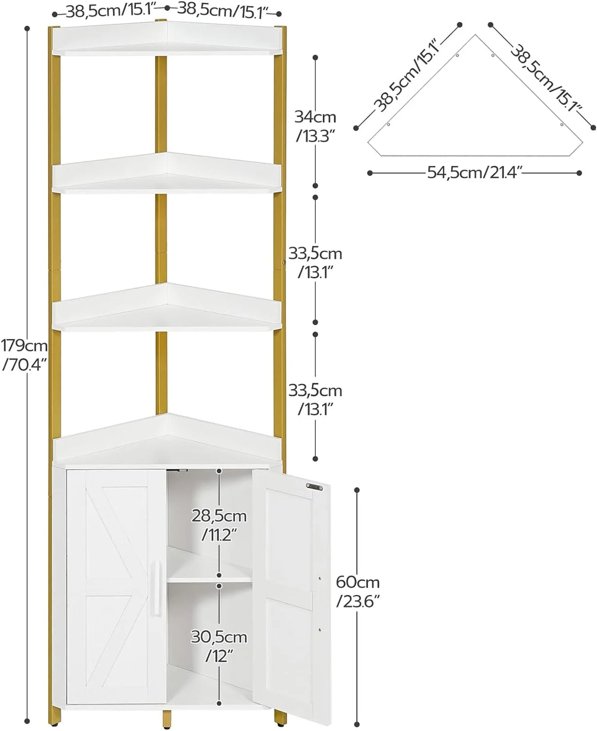 5-Tier Corner Storage Bookshelf V298