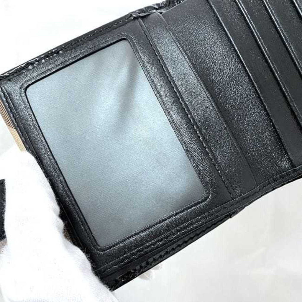 Pre-Owned Beige Black Check PVC Patent Leather Wallet X93161