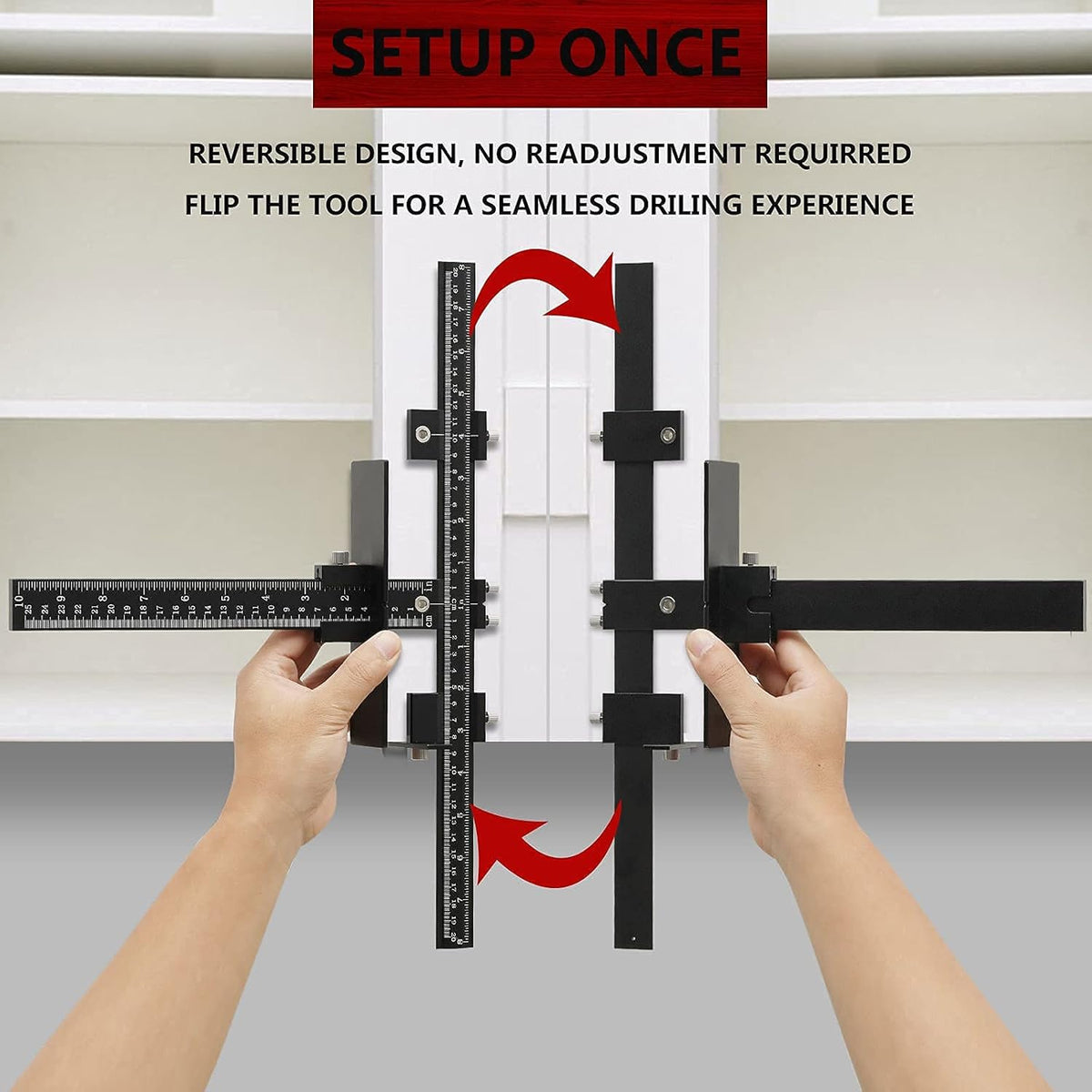 Aluminum Alloy Adjustable Drill Guide Template Tool for Cabinet Hardware Installation R300