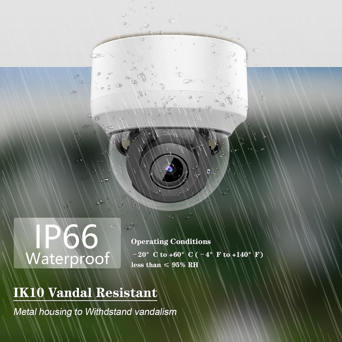 5MP PTZ PoE Dome IP Camera Outdoor with Mic/Audio, 4X Optical Zoom, 164ft Night Vision, H.265, IP67 Waterproof G706990
