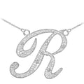 14K White Gold Diamond Initial Necklace, 18" T79350