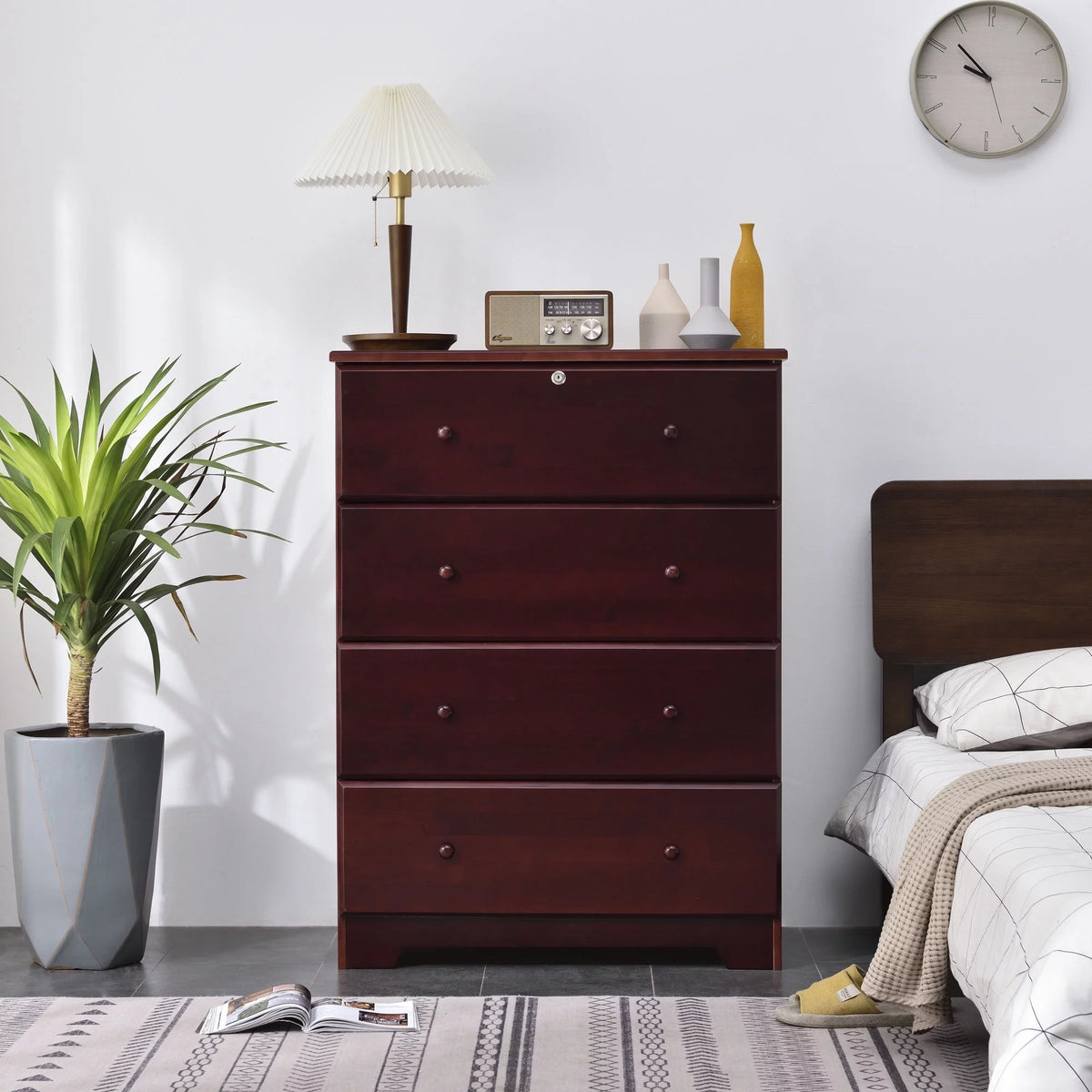 Solid Pine Wood 4 Drawer Chest Dresser C724602