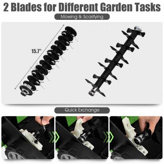 Corded Electric Lawn Dethatcher Scarifier with Dual Safety Switch U883