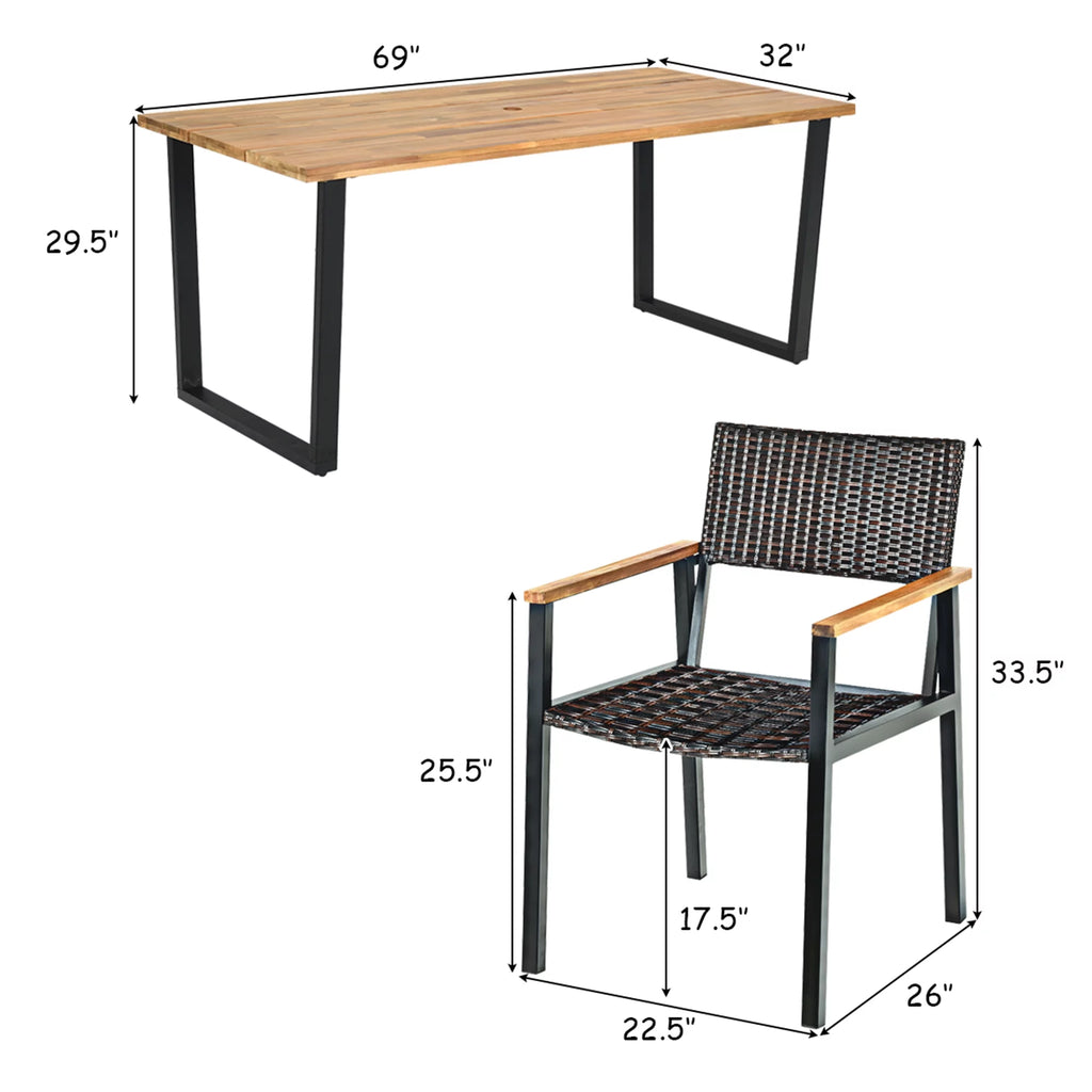 7 Pc Patio Dining Set with Umbrella Hole D25550