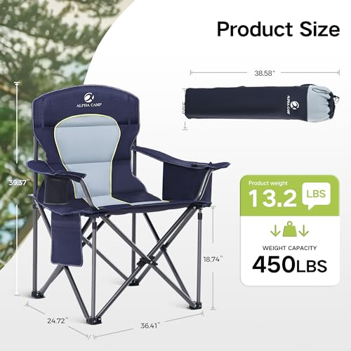 Oversized Heavy Duty Folding Camping Chair with Cooler Bag T640